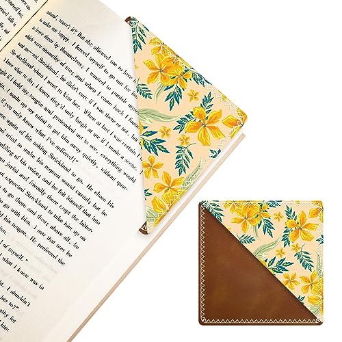 Personalized Leather Bookmarks, Fun & Cute Book Accessories for Reading Lovers, Unbreakable Page Markers for Women Men Girls Boys Student Teacher Kids Retirement Birthday Gifts (Yellow Flower) - color: Yellow Flower