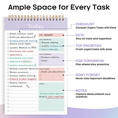 Taja To Do List Notepad, Undated Daily Planner for Work and Goal Setting - color: b-Violet Dream, size: 1 Pack