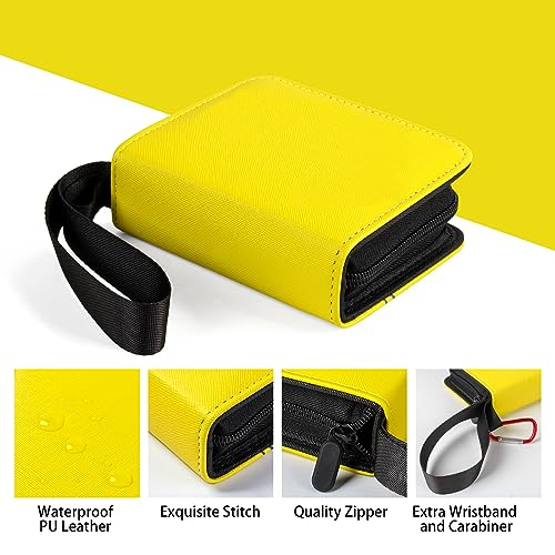GEAoffice 1 Pocket Mini Card Binder Holds 80 Cards with Zip Closure, Yellow - color: Yellow-1 Pocket