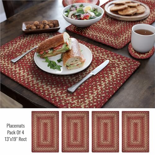 Homespice Apple Pie Jute Braided Placemats, Rect 13x19 Set of 4 - color: Apple Pie