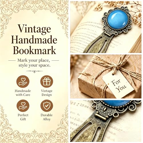 2Pcs Vintage Natural Stone Protein &Tiger Eye Bookmark with Natural Crystal Stone - Fantasy Brass Metal Bookmarks for Reading Women, Men, Book Lovers, Girls and Teachers Book Marks(Tiger Eye&Natural) - color: Yellow Jade&natural Stone Protein