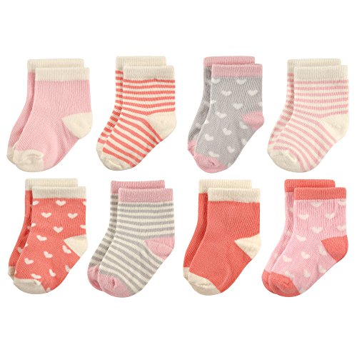 Hudson Baby Baby 8-pack Cotton Rich Newborn and Terry Socks - color: Hearts, size: 2-4T
