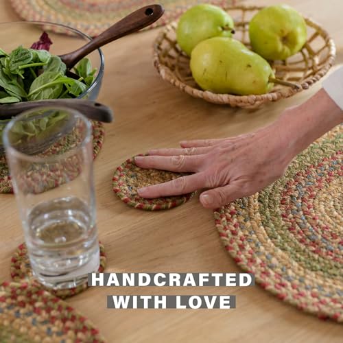Homespice Azalea Jute Braided Placemats, Rect 13x19 Set of 4 - color: Azalea