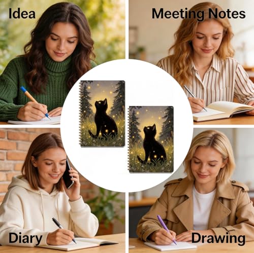 2 Pcs Cute Cat A5 Spiral Notebook, Cat Gifts College Ruled Spiral Notebooks - color: Multicolour 0018