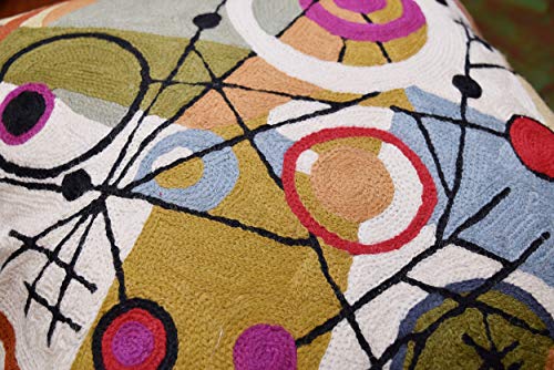 Kandinsky Abstract Throw Pillow Cover - Circles | Modern Couch & Outdoor Pillow | Mid Century Chair Cushions | Handmade Wool Size 18x18 - color: Gold Circles in Circle