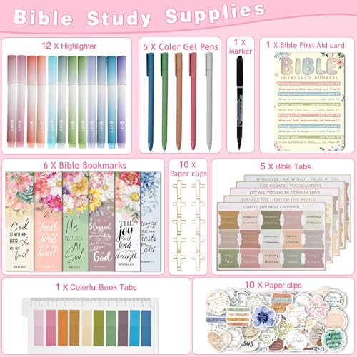 HRFGWDD 91-Piece Bible Study Supplies, Bible Journaling Kit for Women - color: 91pcs