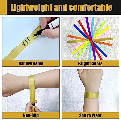 100 Pcs Cloth Wristbands, Disposable Wristbands for Events(Gold) - color: GOLD