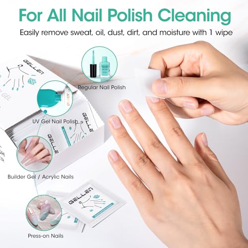 GELLEN Nail Cleanser Pads, 400 Pack Alcohol Prep Pads Individually Wrapped - size: 400PCS