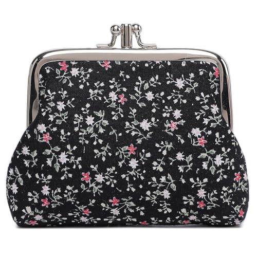 Cute Floral Buckle Coin Purses Vintage Pouch Kiss-lock Change Purse Wallets… - color: 02