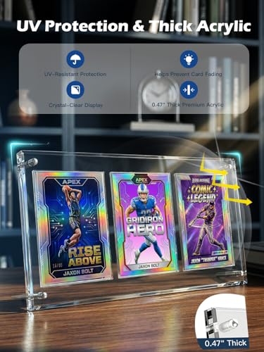 Acrylic Trading Card Display Frame with Inner Holder, for 35PT Card for Sports Cards, UV Protection Desktop Display for TCG, MTG, Comic Cards (Clear, 3-Slot (1Pack)) - color: Clear