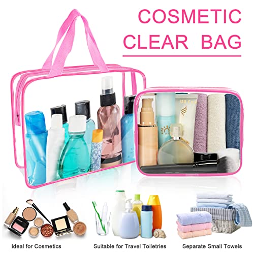 APREUTY 6 Packs Clear Makeup Bags, TSA Approved Toiletry Bag Set, Rose Red - color: Rose Red-6PCS(Large+Medium+Small)