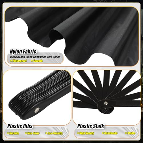 Maitys 2 Packs Large Folding Hand Fans, 13'', Black and Orange - color: Black and Orange