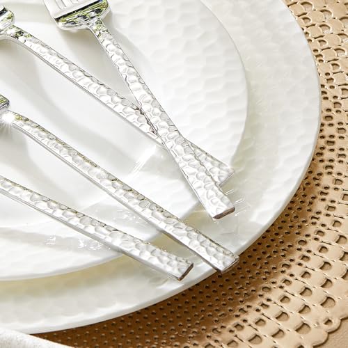 KINGSTONE 24-Piece Hammered Teaspoons Set, 7.06-Inch 18/10 Stainless Steel - size: 24-Piece