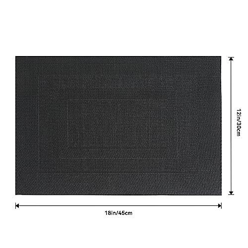 Leetaltree Black Frame Placemats Set of 12 - Heat Resistant Non-Slip Place mats for Dining Table, Washable Durable PVC Vinyl Woven Table Mats（Black Frame, 12） - color: F1- Black Frame, size: Set of 12