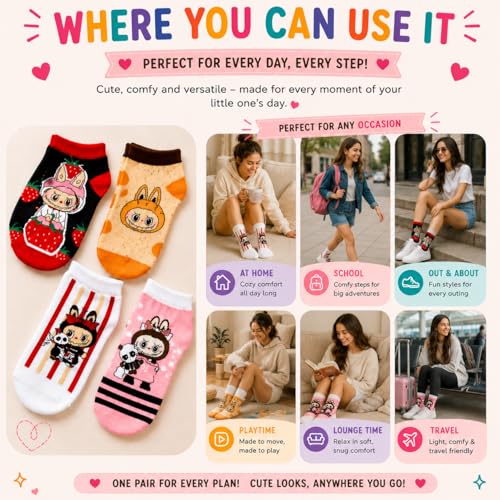Cute Cartoon Kawaii Socks for Women – Aesthetic Funny Soft Novelty Gift - color: Berry Bliss