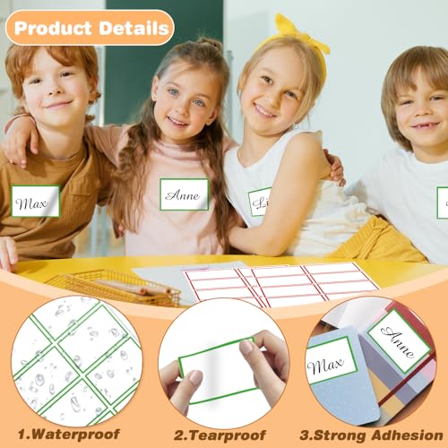 Starboling Name Tag Stickers, 200 Pcs 3"x2" Green Plain Stickers With Colorful Border, For Office, School & Home - color: Green Rectangle