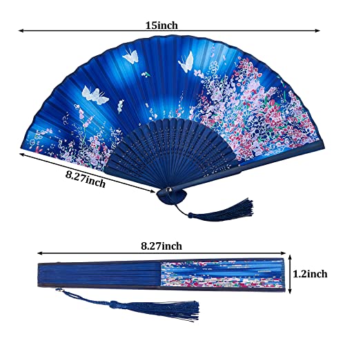 Yulejo 20 Pcs 8.27" Japanese Fan Chinese Folding Hand Fans with Tassels - style: Elegant Style