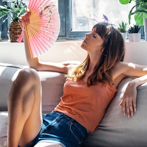 Zonon 4 Pack Hand Held Folding Fans for Women Silk,Forest Flowers - style: Forest Flowers
