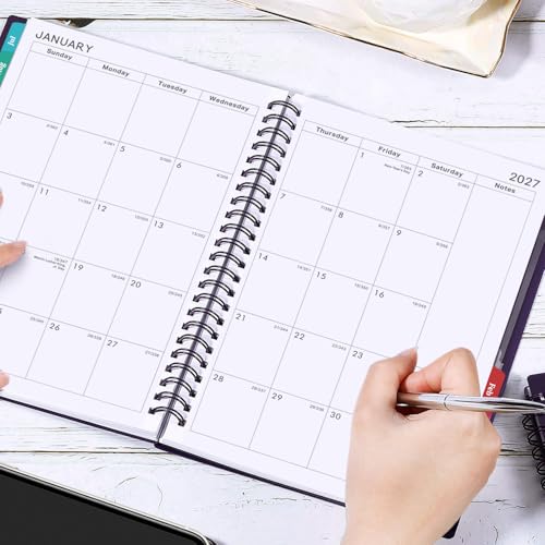 Planner 2026-2027 - July 2026 - June 2027, 2026-2027 Planner Weekly and Monthly, Academic Planner, Calendar Planner with Colorful Tabs, 6.25" × 8.3", Strong Twin-Wire Binding, Back Pocket, Holidays - color: Purple