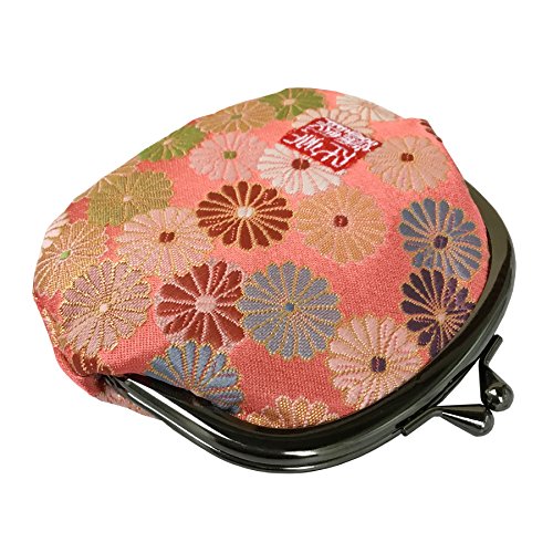 Nishijin brocade round clasp purse/coin purse with lining, size L. (Shugikuranman) - color: Shugikuranman
