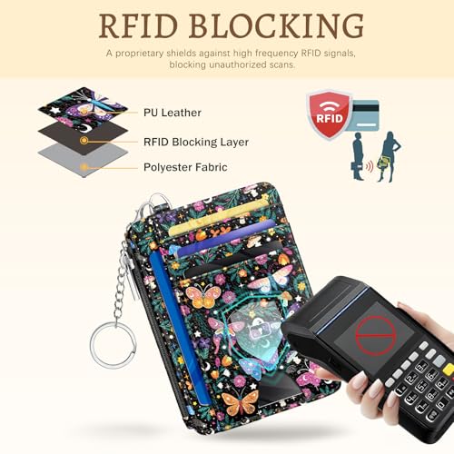 Kelvoris Credit Card Holder Small Wallet Women, Slim RFID, Butterflies - color: Butterfly