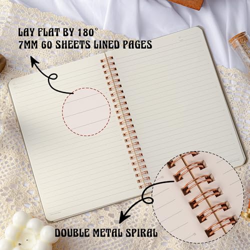 MGGAO 3 Pcs Spiral Notebooks For Women, Aesthetic College Ruled Journal - color: Pack 1