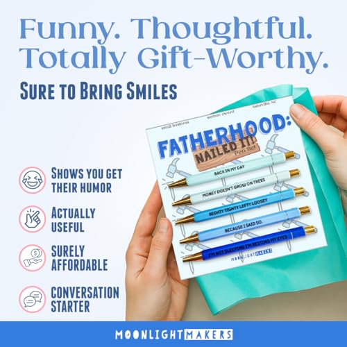 Moonlight Makers Ballpoint Pens, Fatherhood Gift - Black Ink Set of 5 - color: Fatherhood