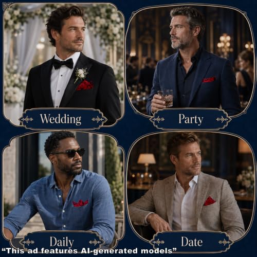 Handkerchiefs for Men with Holder Vantige Pocket Squares for Men - color: Red
