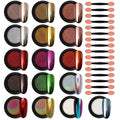 Artdone 16 Jars Chrome Nail Powder Dip Kit Magic White Pearl Gold Mirror - color: 16 Colors Chrome