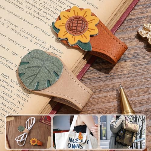 4PCS Vintage Magnetic Leather Bookmark, Leather Magnetic Bookmarks for Women, Magnetic PU Bookmarks Clip Book Accessories - style: Mix
