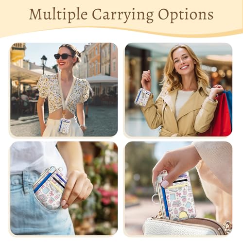 Kelvoris Credit Card Holder Small Wallet Women, Slim RFID, Book Coffee Bow - color: Book Bow
