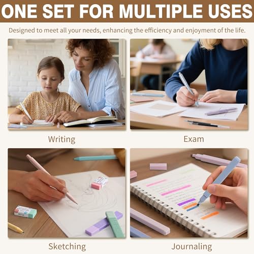 62PCS Aesthetic Back to School Supplies w/ Cute Pencil Case Stationary Set - color: Blue