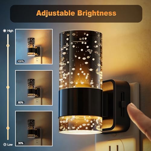 JandCase Night Lights Plug into Wall, 2 Pack Automatic LED Night Light - color: Black Ring-3000K, size: 2 Pack