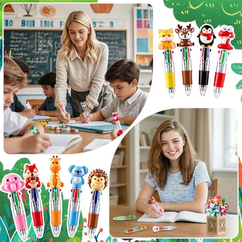 36PCS Mini Animal Pens Multicolor 4-in-1 Bulk Cute Pens for Party Favors - style: Cute Animals-36pcs