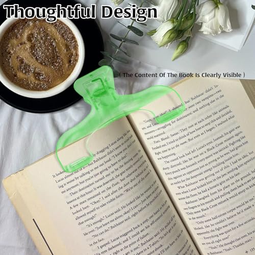 2Pcs Page Holders for Reading, Multifunctional Portable Book Clip Holders Practical Transparent Book Reading Accessories, Book Page Holders for Home School Office Books Magzines Notebook Supplies - color: Green