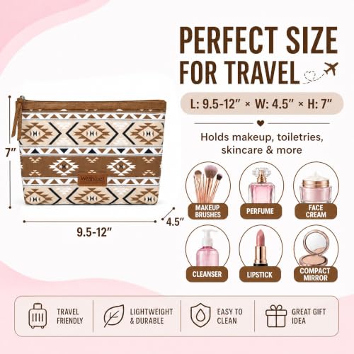 Wrangler Travel Makeup Bag Large Waterproof Cosmetic Bag for Women - color: Tan