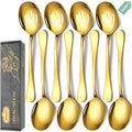 Serving Spoons Set, 8PCS, 10-Inch, Includes 4 Large, 4 Slotted, Gold - color: Gold, size: 8 Pieces (Large and Slotted)