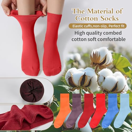 Corlap Women's Thin Above Ankle Socks-6Pairs Cotton Bootie Dress Crew Socks - color: 6 Pairs Bright Colors, size: 9-11