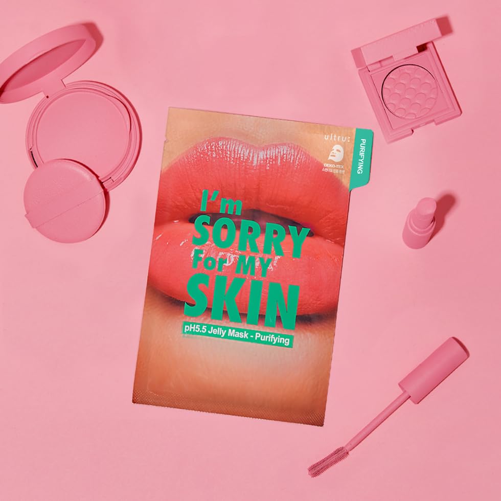 I'M SORRY FOR MY SKIN Jelly Mask Full Set for Skin Stress Relief, Korean Skin Care Travel Essentials Kit, K-Beauty Hydrating Face Mask Sheets, Gifts for Women (pH5.5 Pack of 5) - color: pH5.5 Pack of 5
