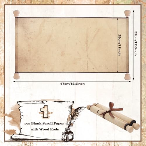 Epakh 1 Pcs Blank Scroll Paper with Wood Rods for Naughty or Nice List, Writing, Wedding Vows, Drawing, Cosplay Prop, Renaissance, Tabletop Role(Retro,11 x 19 Inches) - color: Retro, size: 11 x 19 Inches