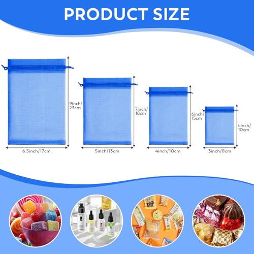 Crweety 50PCS Blue Organza Bags 3x4, Small Mesh Gift Bags with Drawstring for Jewelry Candy Sachet, Sheer Gift Pouches for Men Birthday Bridal Baby Shower Wedding Party Favor Halloween - color: Royal Blue