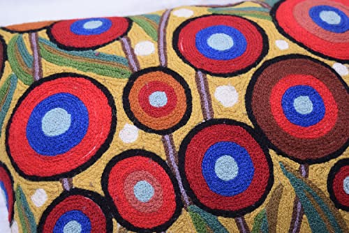 Lumbar Yellow Poppy Floral Pillow Cover Red Poppies Flower Pillows Farmhouse Chair Cushion Floral Poppy Hand Embroidered Size 14x20 - color: Lumbar Poppy Pillow Cover Yellow