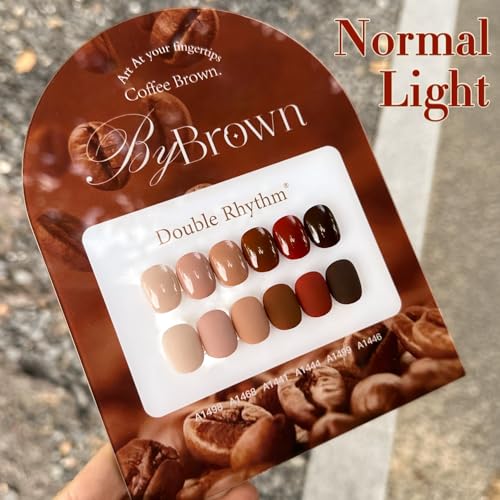 Double Rhythm 6 Pcs 15 ML Gel Polish Set Same Color Same Bottle Soak Off Gel Polish Kit Nail Art Manicure Salon DIY at Home for Women (Coffee Brown Nude Red Beige Pink-T6-5) - color: Coffee Brown