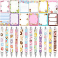 Dispowreath 12 Sets / 24 Pcs Donuts Sticky Notes with Pens Donut Party Favors Gifts Self Adhesive Notepad Cute Memo Notes Pads Black Ink Ballpoint Pen for Christmas Birthday Party Supplies Reward - style: Donut