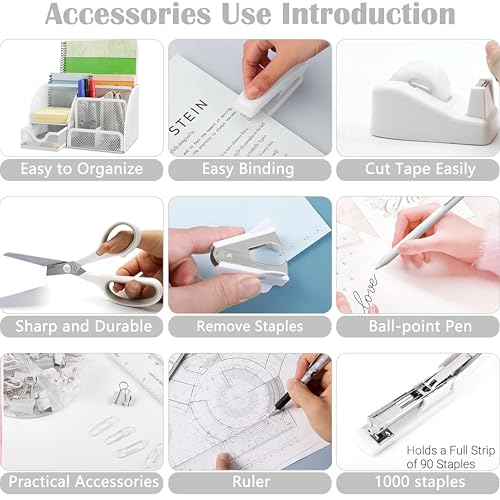 Scindaly Office Desk Accessories 12-Piece & Desk Organizers and Accessories - color: White