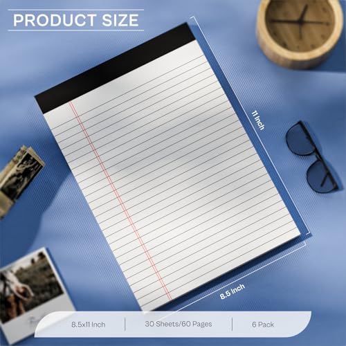 6 Pack Legal Pads 8.5 x 11 Writing Paper Tablets 8-1/2 x 11 White Note Pads - color: White 6