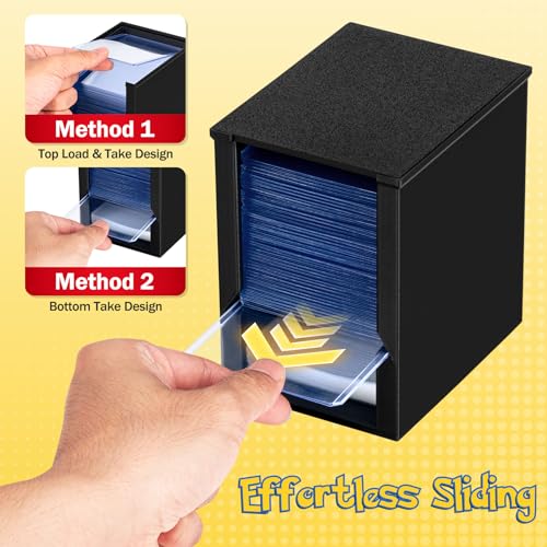 2 Pack Toploader Dispenser & Penny Sleeve Holder - Dual Compartment TCG Card Sorter Tool for Desk - Stackable Organizer Holds 500 Sleeves & 100 Toploaders - color: 2 Pack/Black