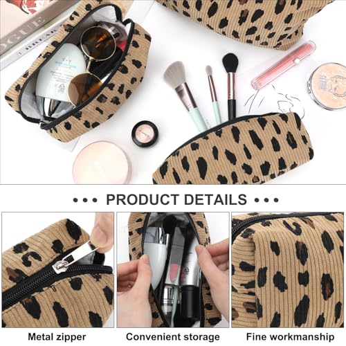 EIMMBD Makeup Bag 3 Pieces Large Capacity Cosmetic Bags Travel Toiletry Bag Organizer Cute Makeup Pouch Storage for Women(Brown Leopard) - color: Brown Leopard