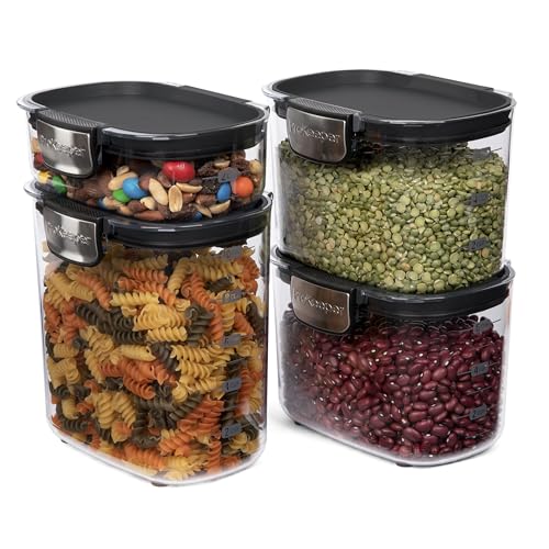 ProKeeper+ Airtight Food Storage Container Set – Clear Plastic Flour and Sugar Canister Set with Magnetic Accessories for Kitchen Organization (Black, 13-Piece) - color: Black, size: 13-Piece