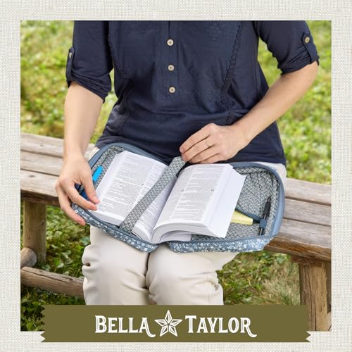 Bella Taylor Small Bible Cover, Quilted Bible Case, Heritage Blue Floral - color: Heritage Blue Floral, size: Small